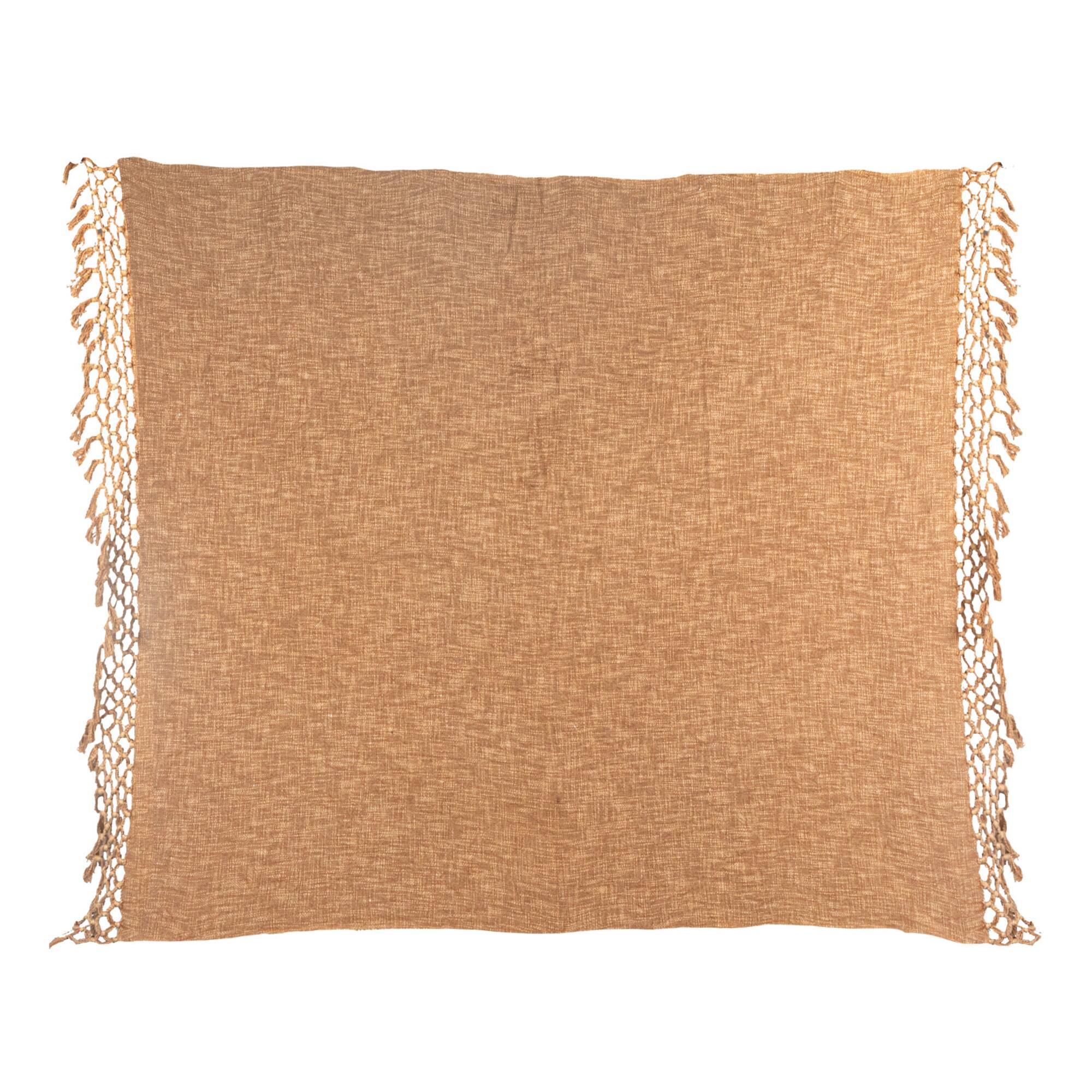 Hello Honey® 60" Bohemian Cotton Slub Throw with Crochet & Fringe